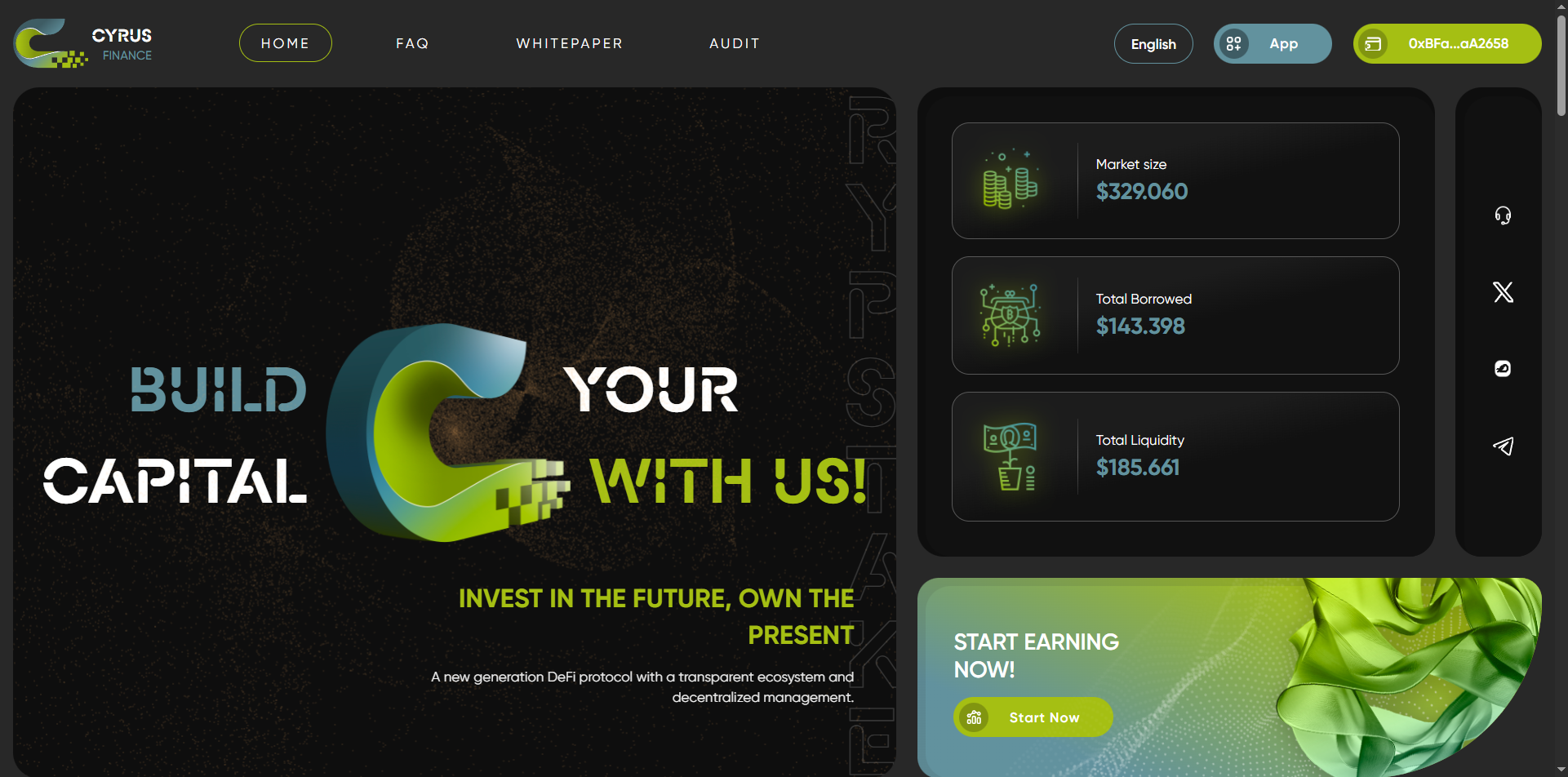 Cyrus Finance plataforma para ganar dinero con USDT